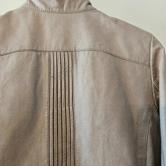 Danier Women's Ruffled Boho Leather Moto Casual Jacket Biker Sand Tan Size XS. - Picture 12 of 15